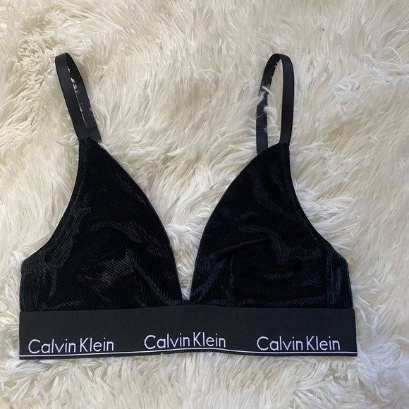 Women's Calvin Klein Modern Velvet Triangle Bra - Picture 4 of 7
